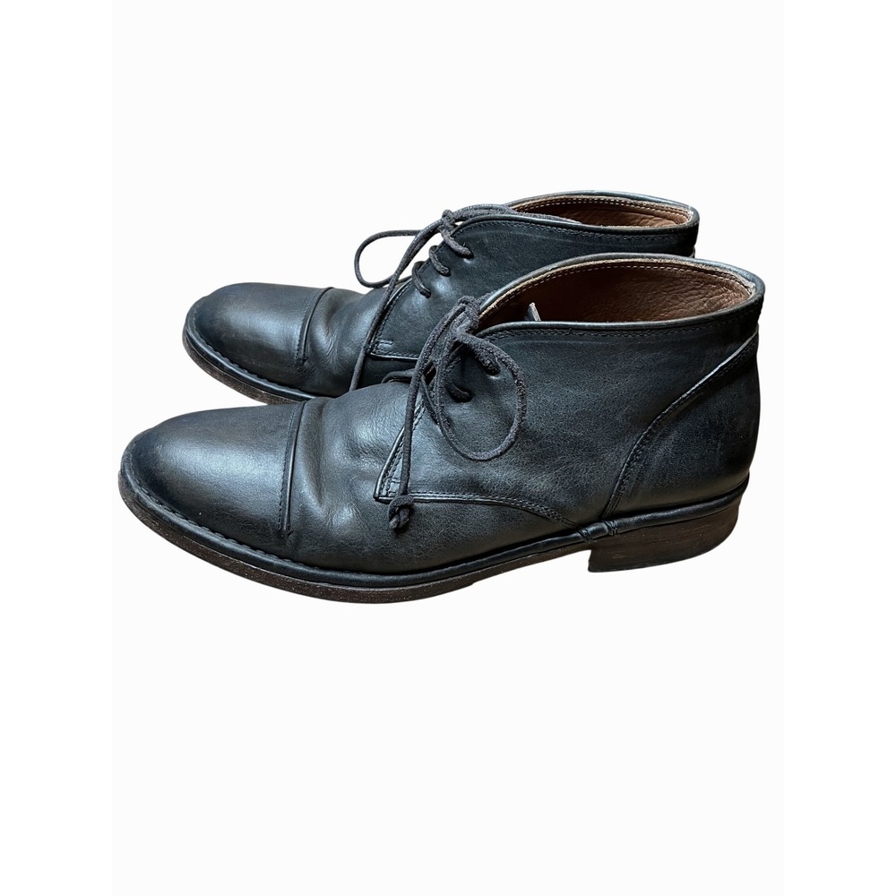 John Varvatos Allen Chukka‎ Boot Lace Up Cap Toe Black Leather Size 8.5